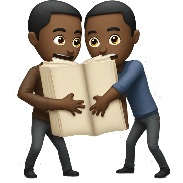 Two people fighting over a book emoji