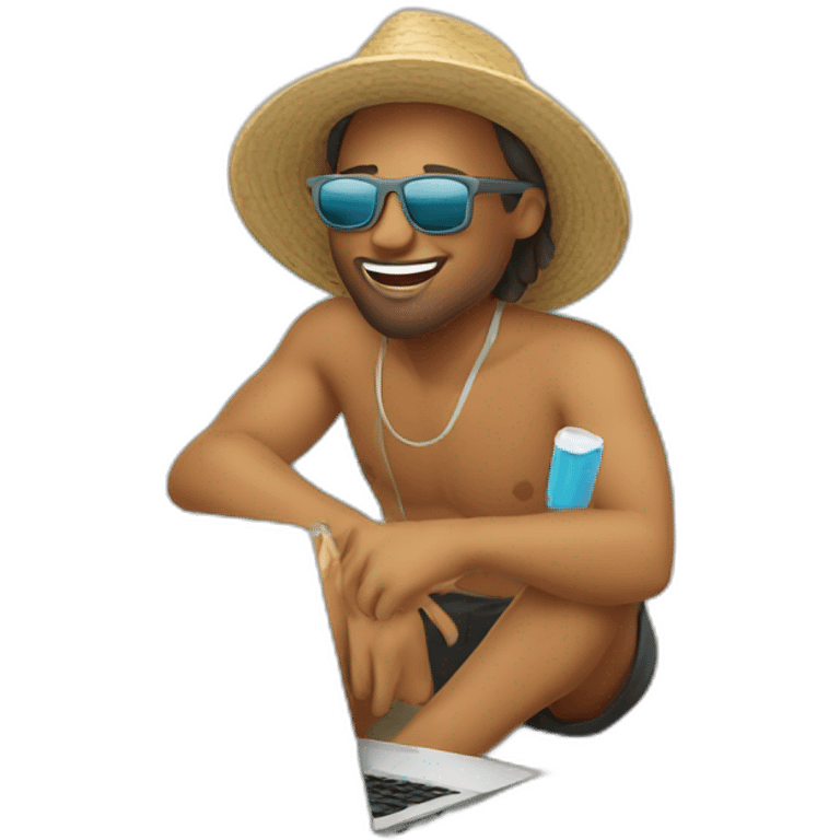 digital-nomad-working-at-beach emoji