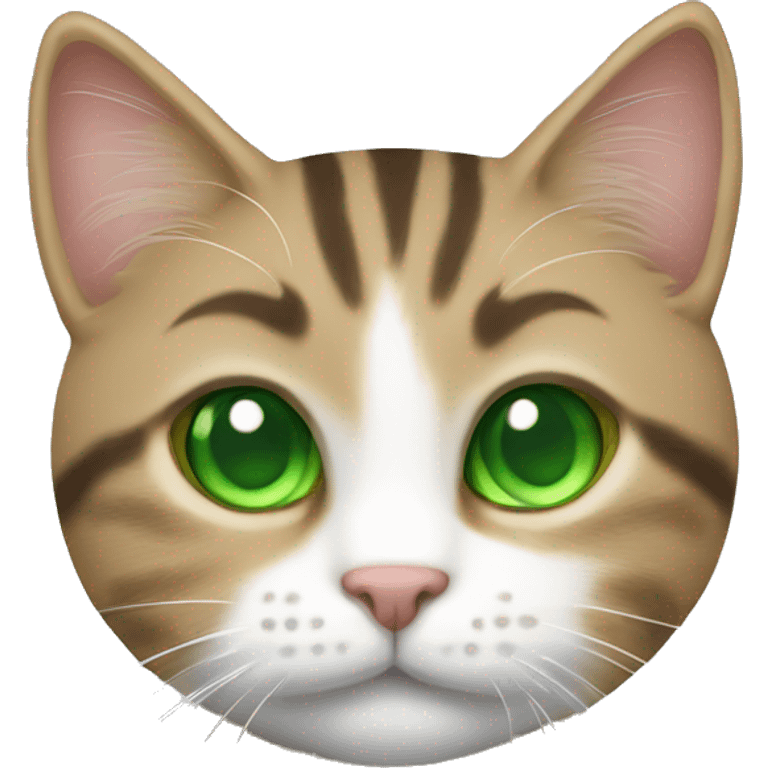 Tabby cat with green eyes no white ￼ emoji