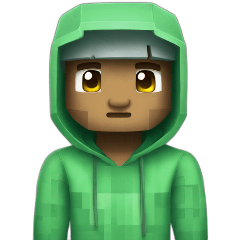 green hoodie Minecraft skin , illustration  emoji