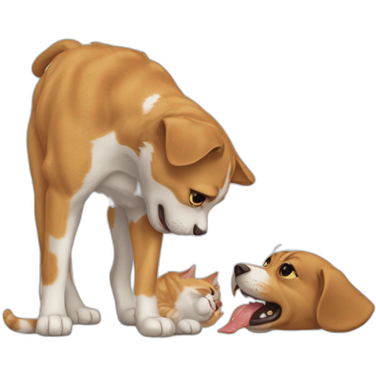 Cat eating a dog emoji