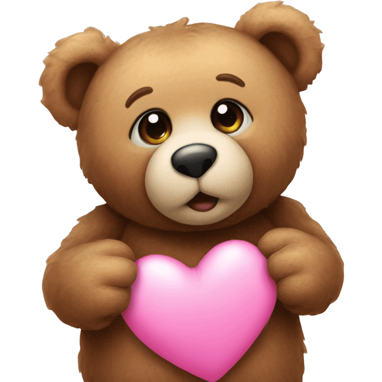 Teddy bear with pink heart emoji