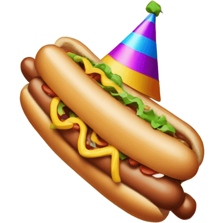 Hot dog with party hat emoji