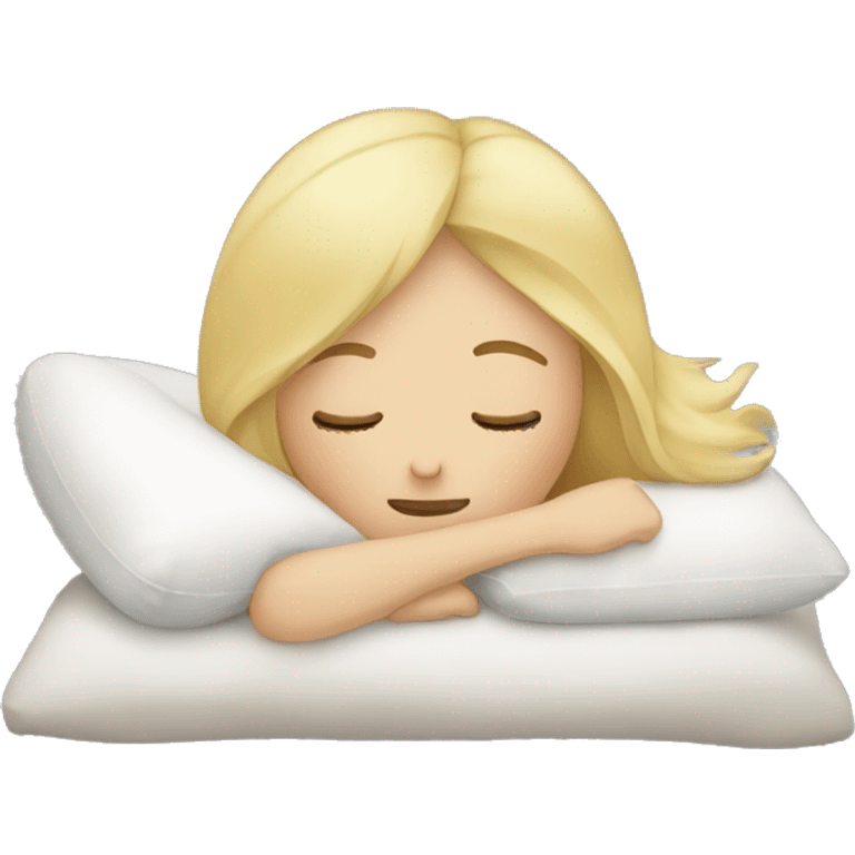 blonde girl sleeping with pillow emoji