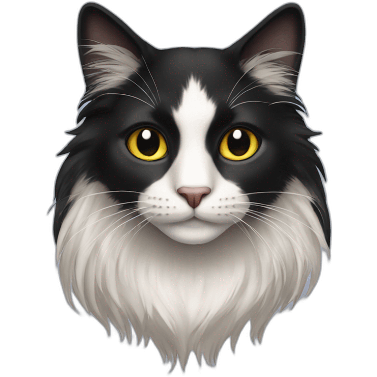 long hair black cat emoji