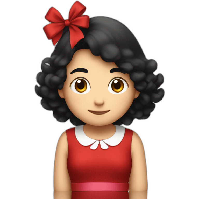 Mafalda girl red dress anda ribbon sitting emoji