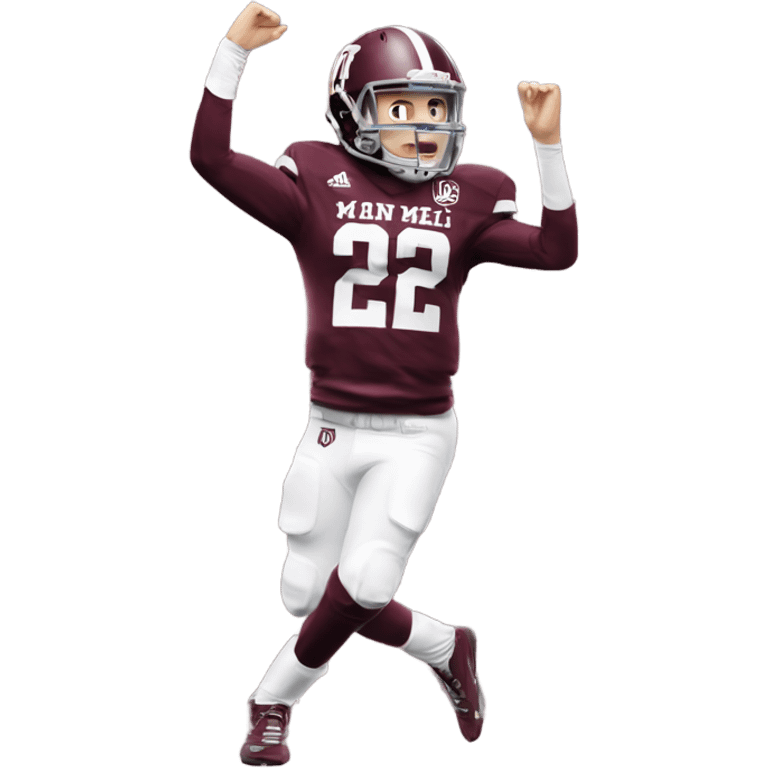 Johnny manziel in a maroon Texas a&m jersey with white pants doing the heisman pose emoji