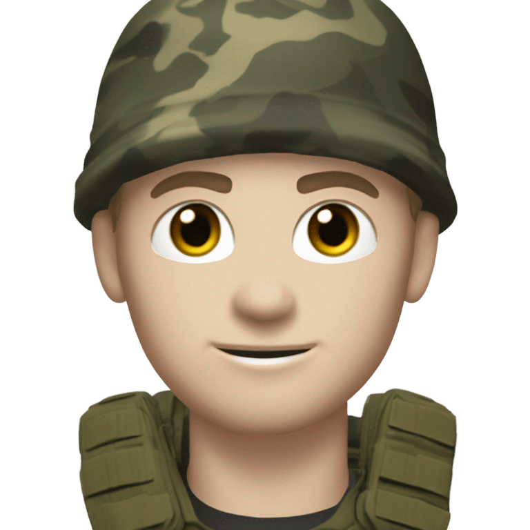 white male, pale skin, call of duty black face mask, camo tactical gear, combat boots, black beanie, hazel eyes emoji