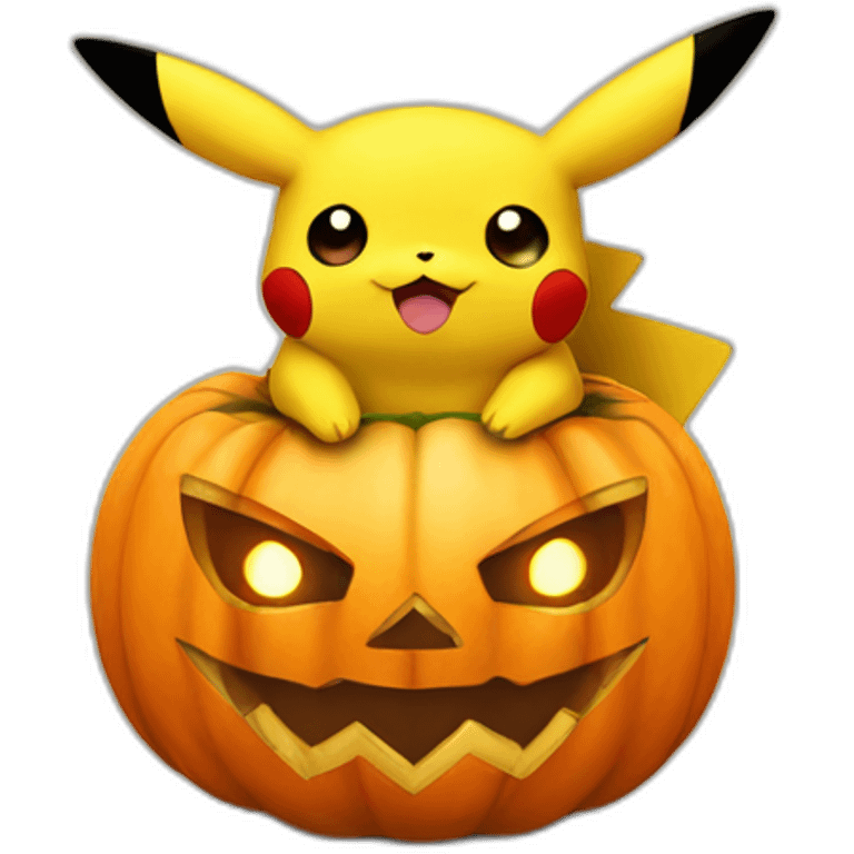 Anime Pikachu holding halloween pumpkin emoji