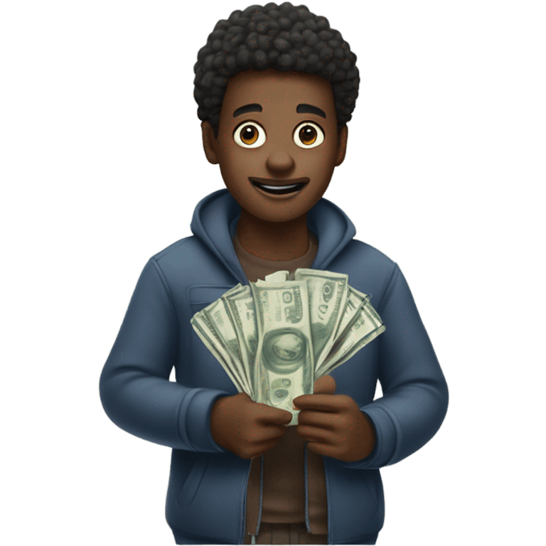 🧑🏾‍🦱counting money emoji