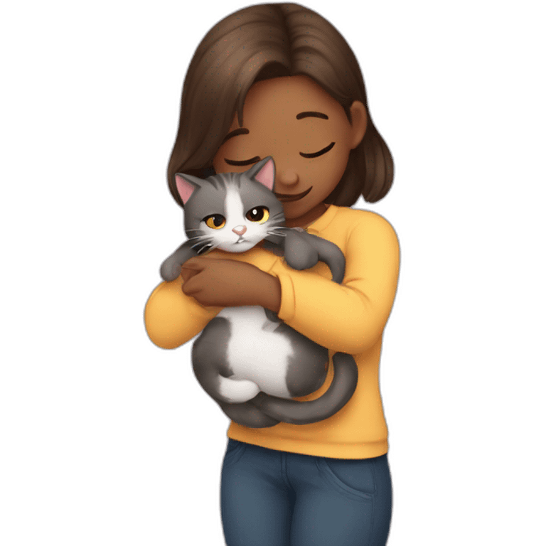 girl hug a cat emoji