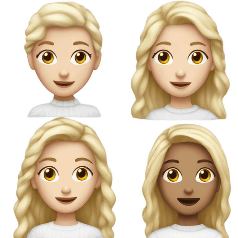 girl with blonde hair in white sweater and a girl with blonde hair in black sweater  emoji