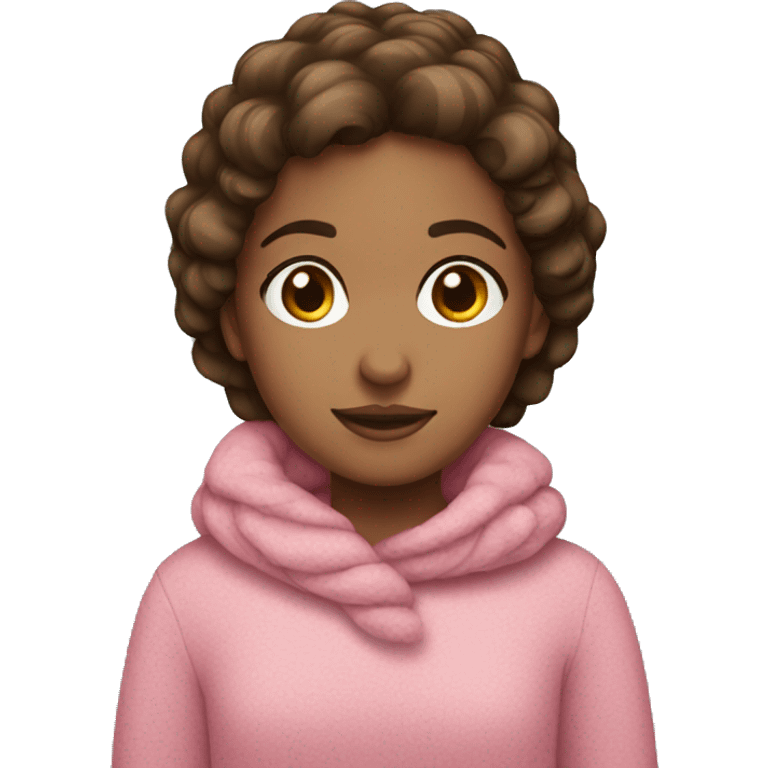 pink christmas cozy girl with brown hair emoji