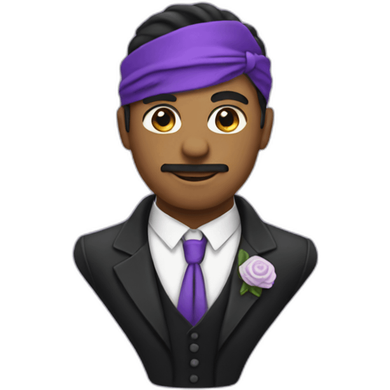 Guy in tuxedo wearing a purple bandana emoji