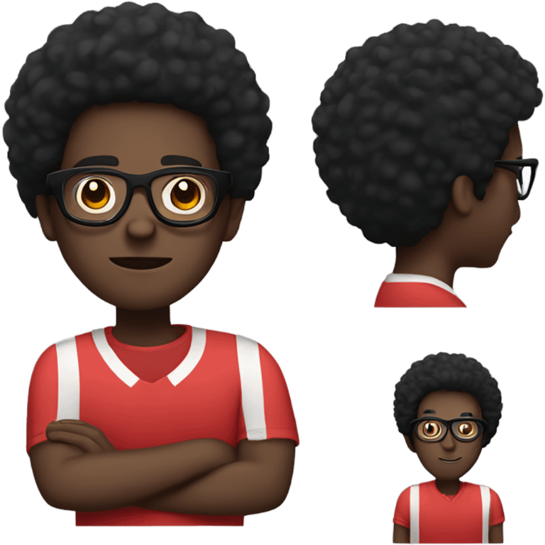 “black man with black afro and glasses and wearing a red shirt  emoji