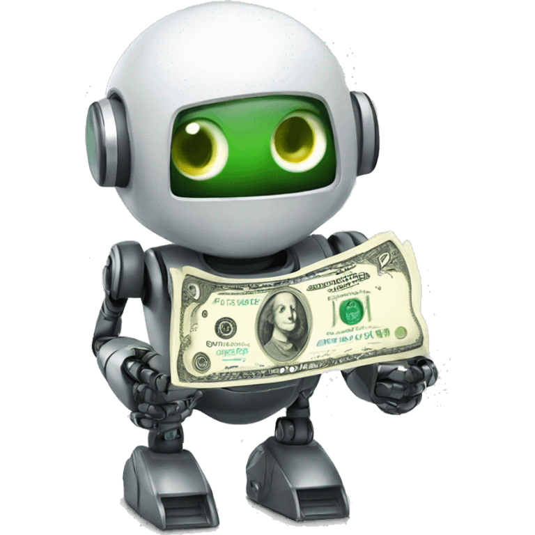 Cute robot with money emoji