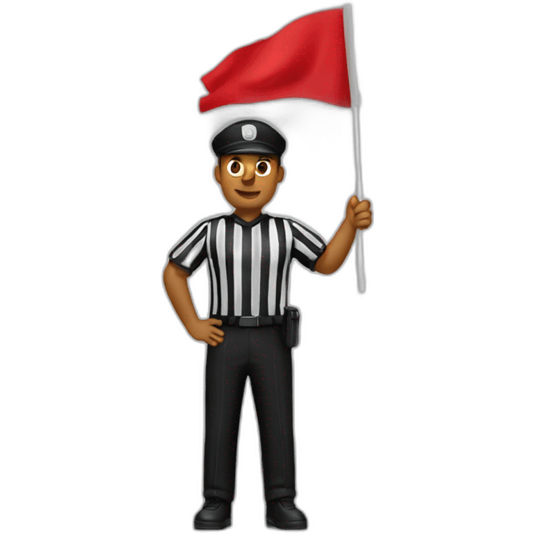 referee holds small red flag no pole emoji