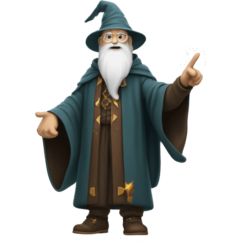 a wizard with a white beard shaking his index finger his full body is shown emoji