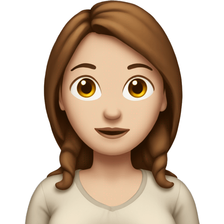 White woman with brown hair pregnant emoji