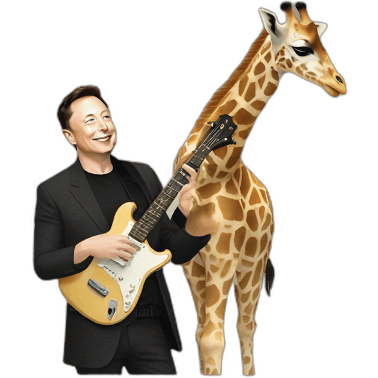 elon musk petting a giraffe with band emoji