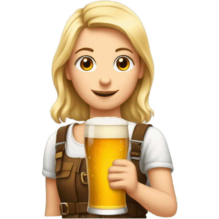 German girl drinking a pint of beer emoji