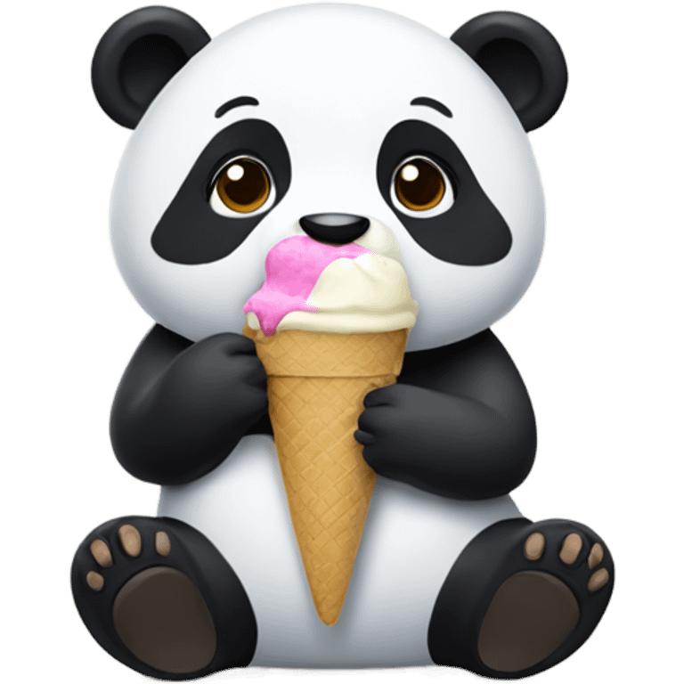 Panda eating ice cream emoji