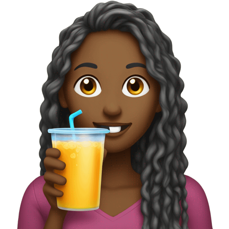  lady with locs drinking juice emoji