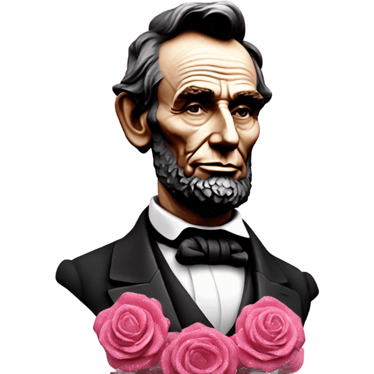 Pink ombre statue of Abraham Lincoln with glitter and roses  emoji