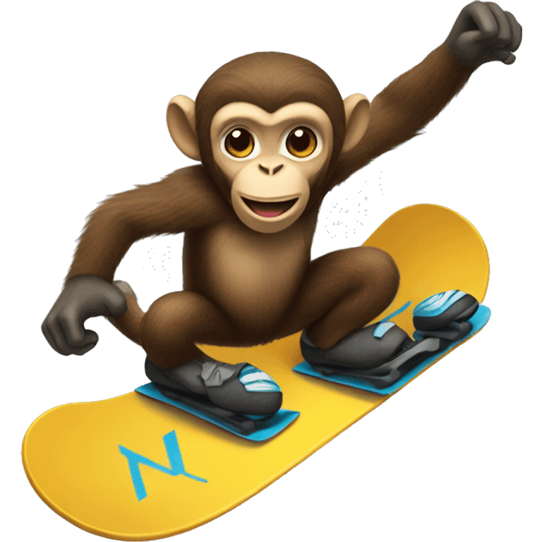 Monkey riding snowboard emoji