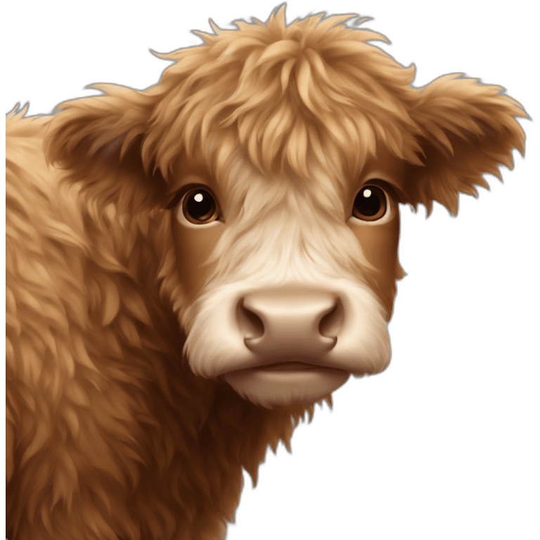 brown fluffy baby scottish cow emoji