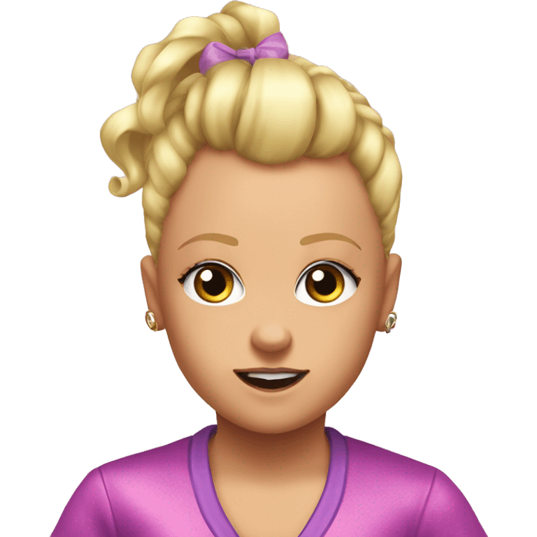 Jojo siwa with no hair and a v neck emoji