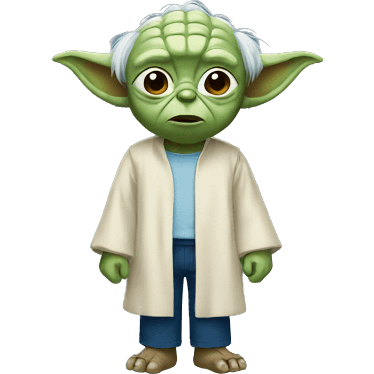 Yoda wearing light blue shirt and dark blue shorts  emoji