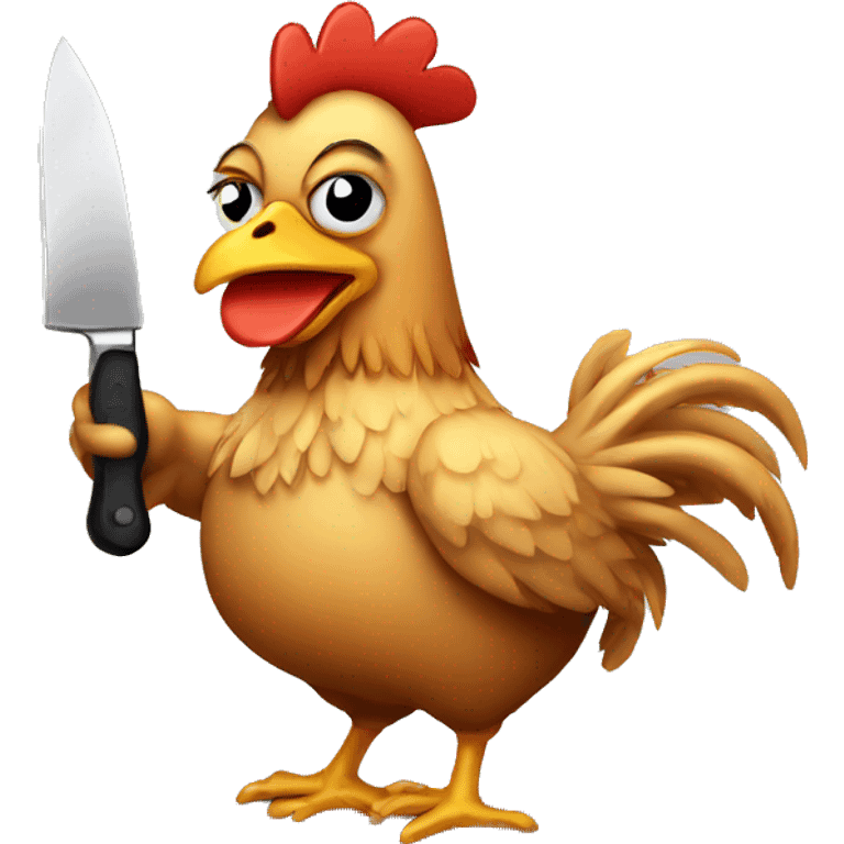 A chicken holding a knife emoji