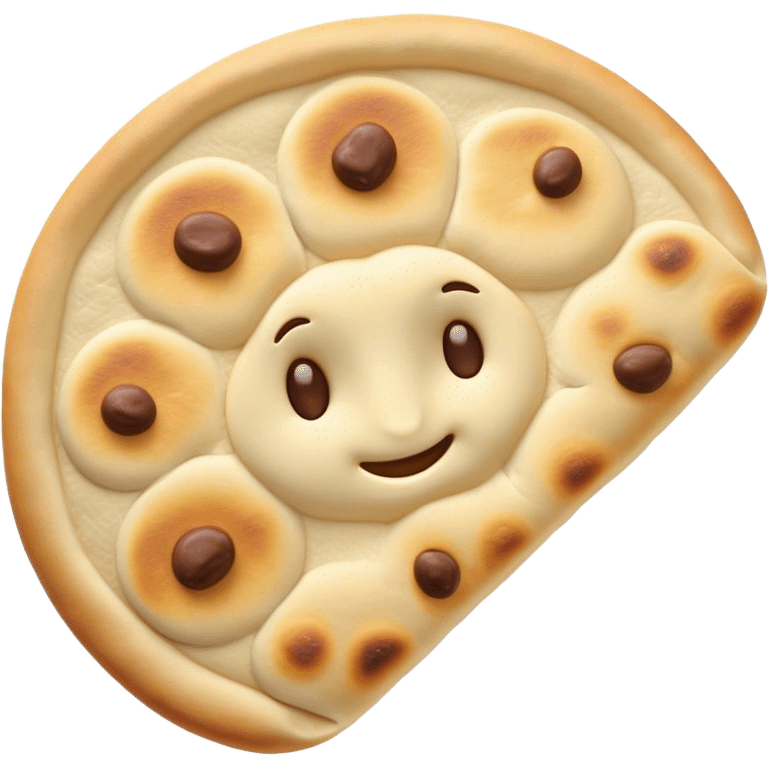 Cinematic Realistic Naan Bread Dish Emoji, showcasing soft, fluffy naan brushed with butter rendered with lifelike detail and inviting, warm lighting. emoji