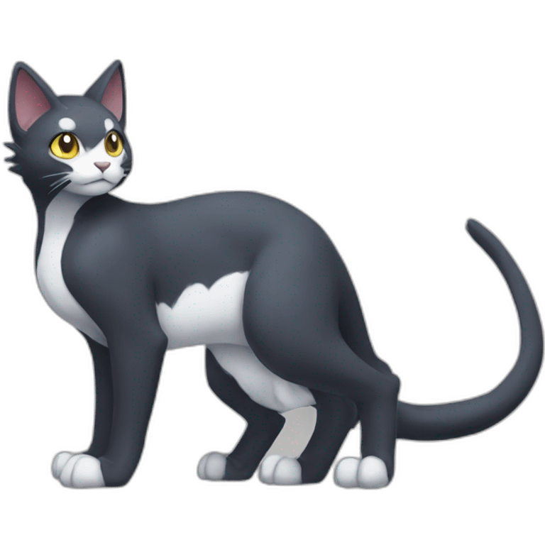 Sitting-Black-and-White-face-cat-dragon-type-pokemon emoji