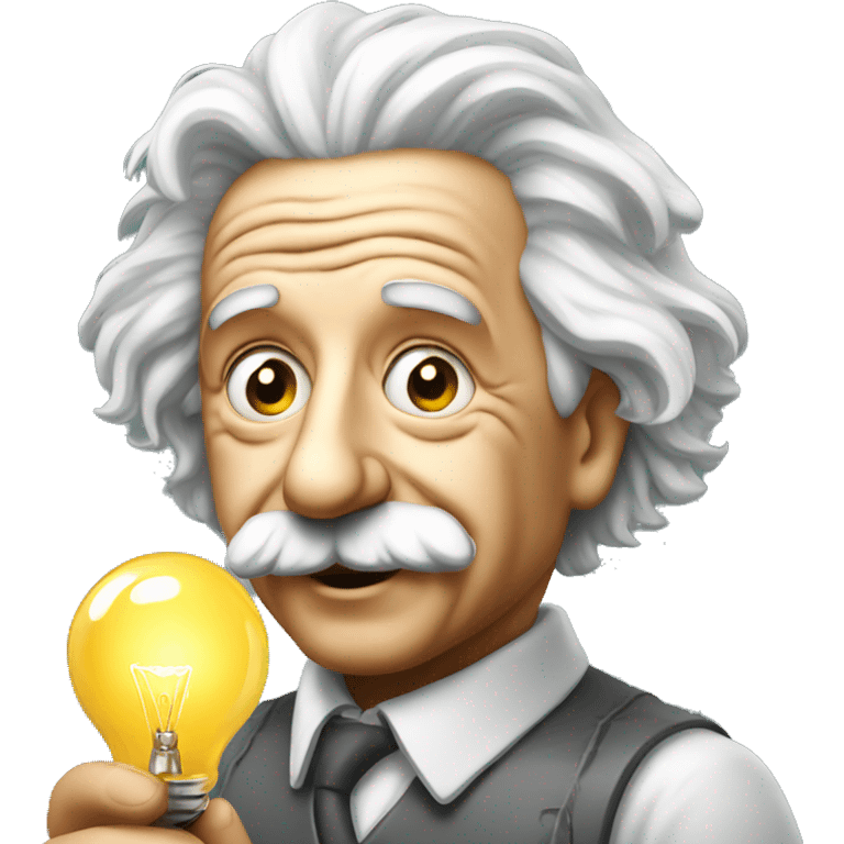 Einstein holding a bulb emoji