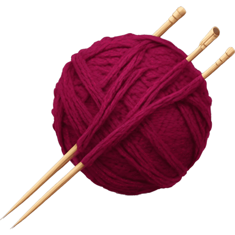 burgundy ball of thread with knitting needles emoji