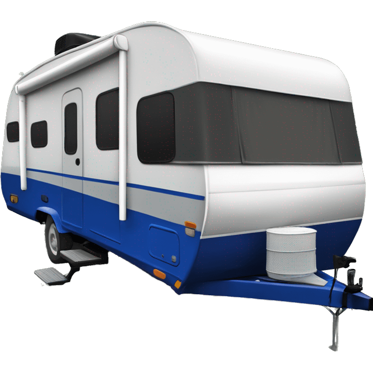 Realistic cobalt blue camping travel trailer isolated.  emoji