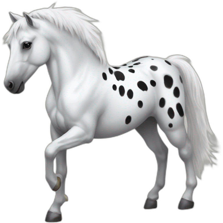 White horse with black spots and white wings emoji