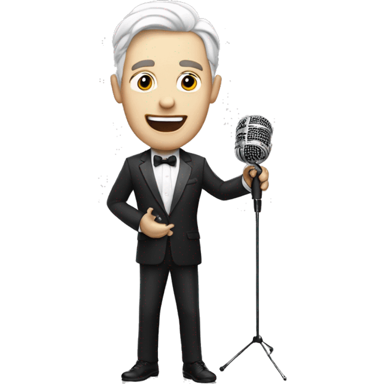 a white-skinned event host with a microphone in his hand emoji