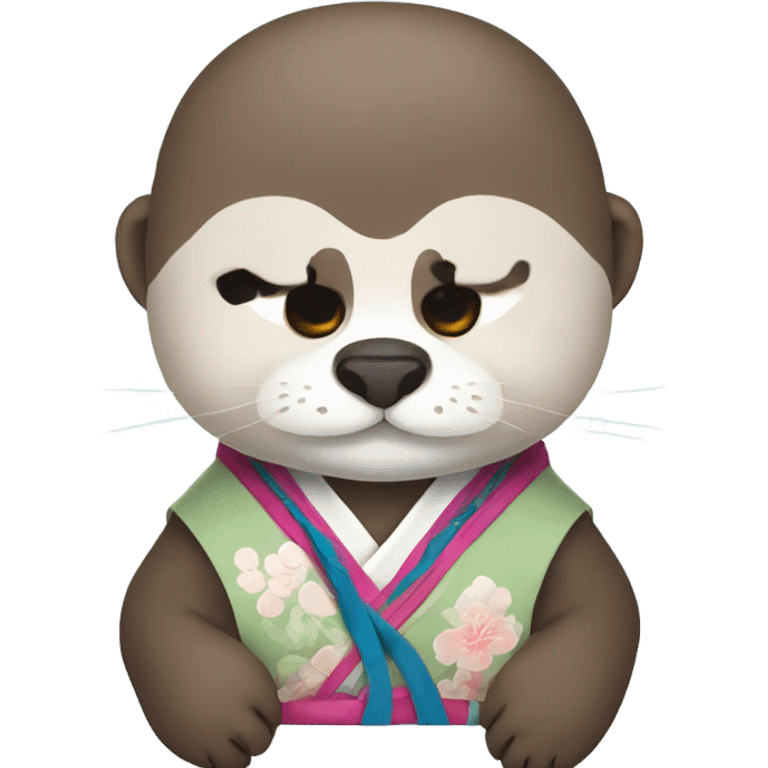 a otter face wearing traditional korean hanbok emoji