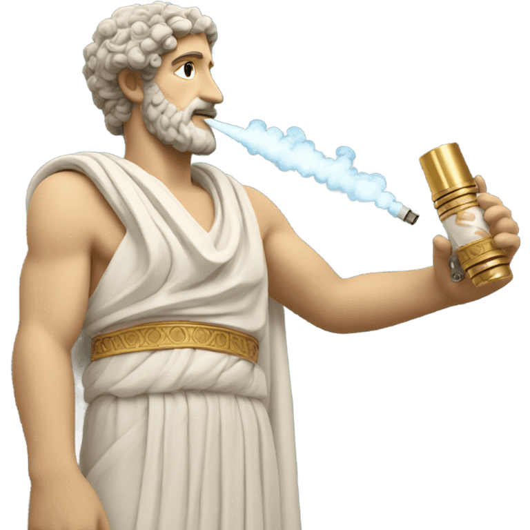 Ancient Greek holding a vape emoji