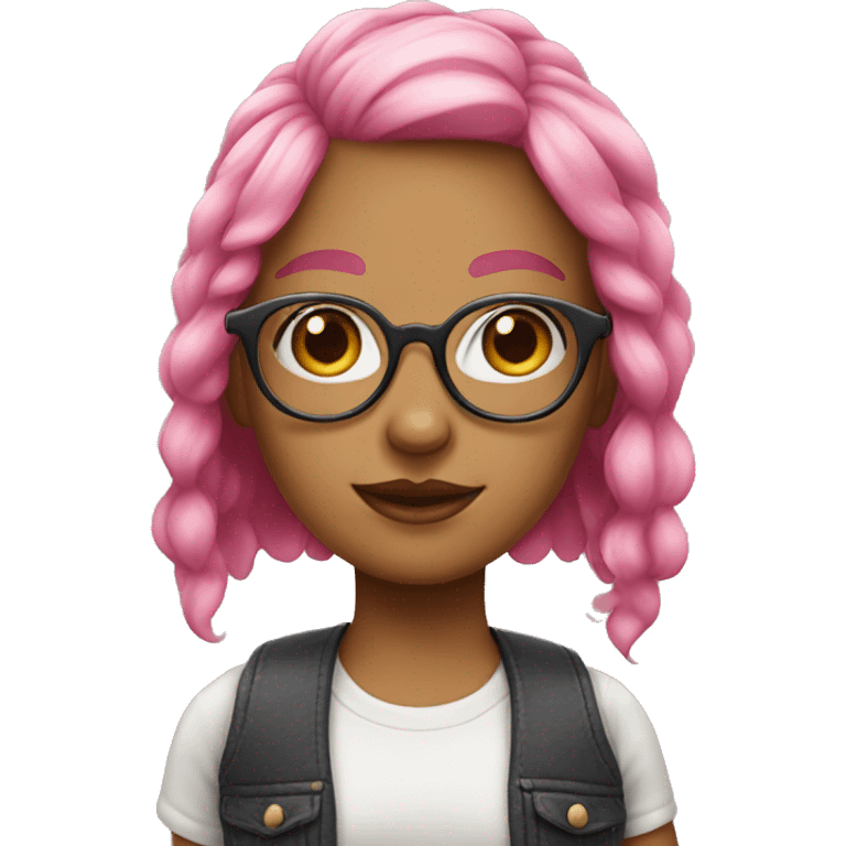 girl wearing big glasses with pink hair  emoji