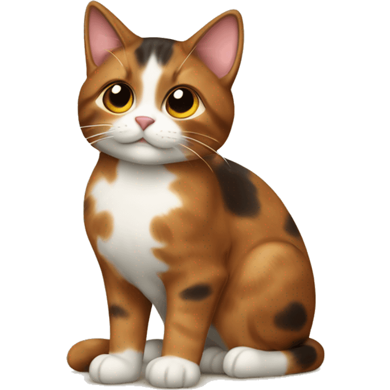 Brown calico cat with maple leaf emoji