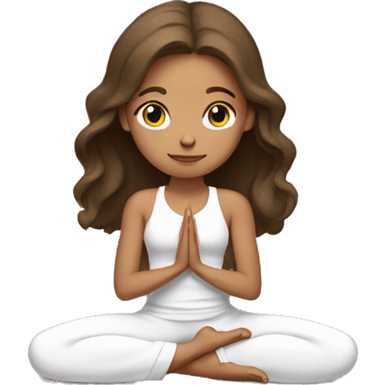 brown haired girl with light skin doing yoga emoji