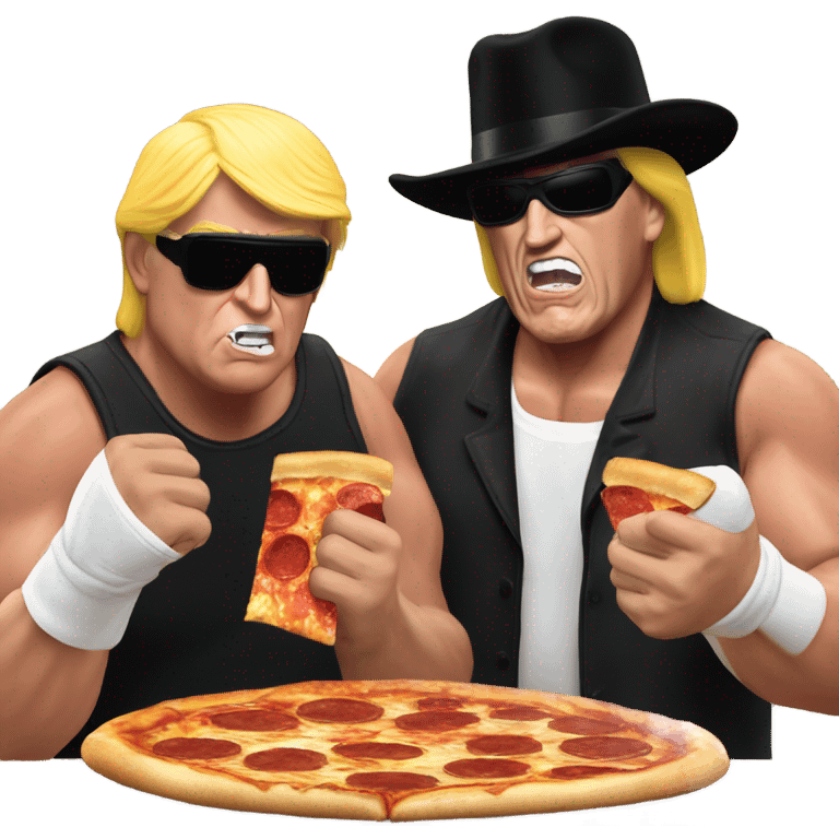 Donald trump eating pizza with the undertaker (from WWE) emoji