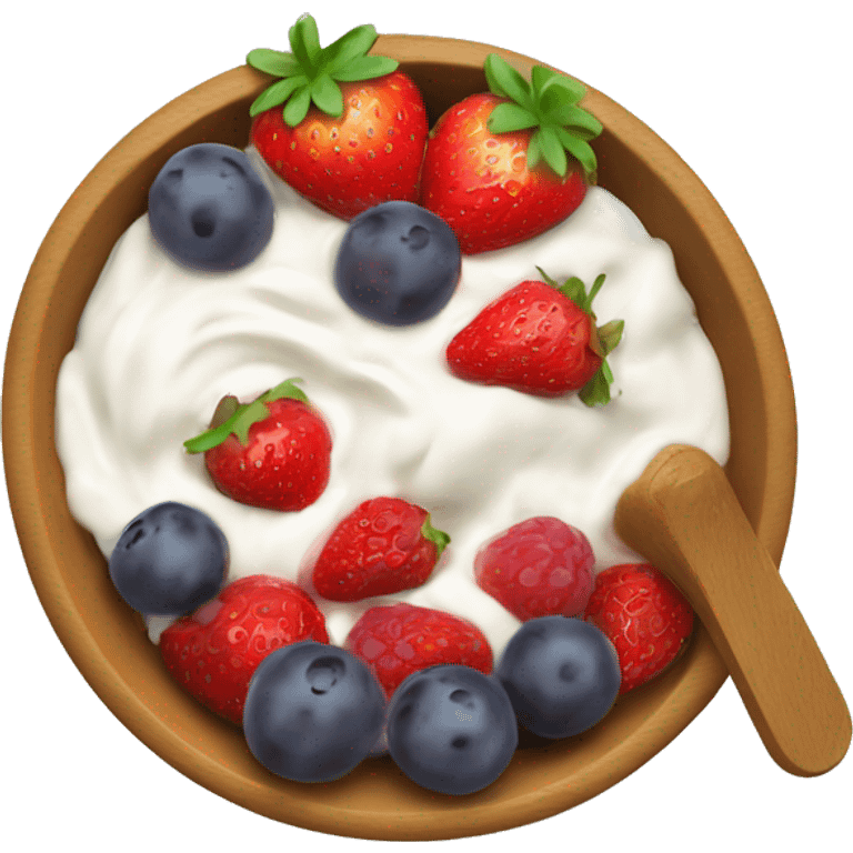 fruit yogurt bowl with strawberries and grapes emoji