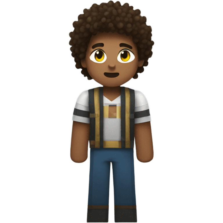 kid with curly hair in minecraft costume emoji