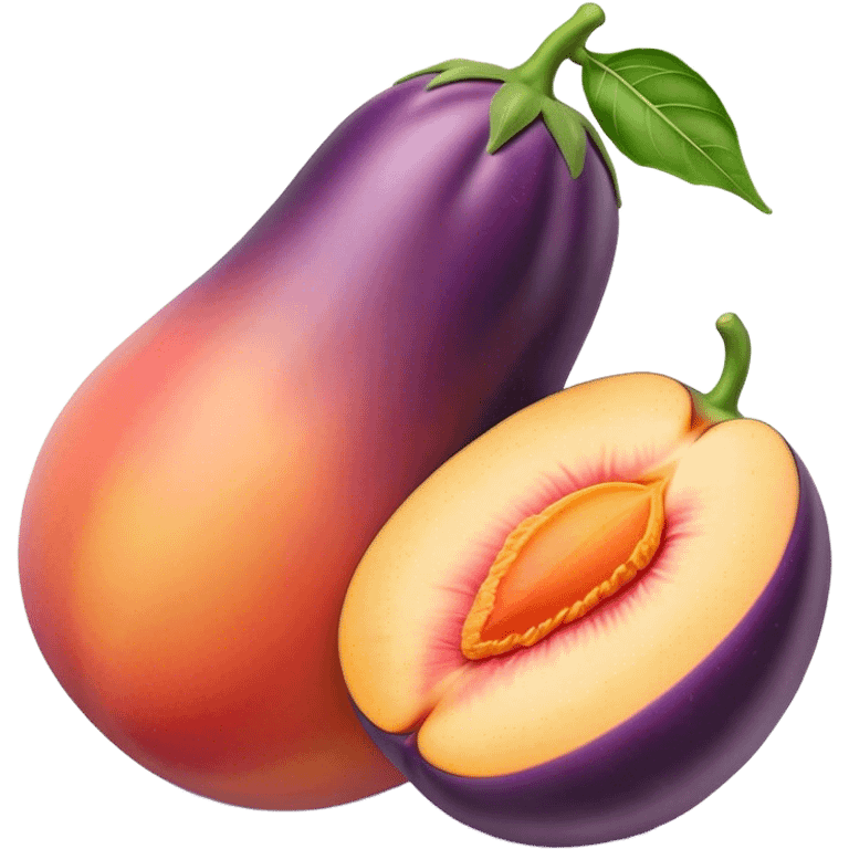 One peach One eggplant on top of each other  emoji