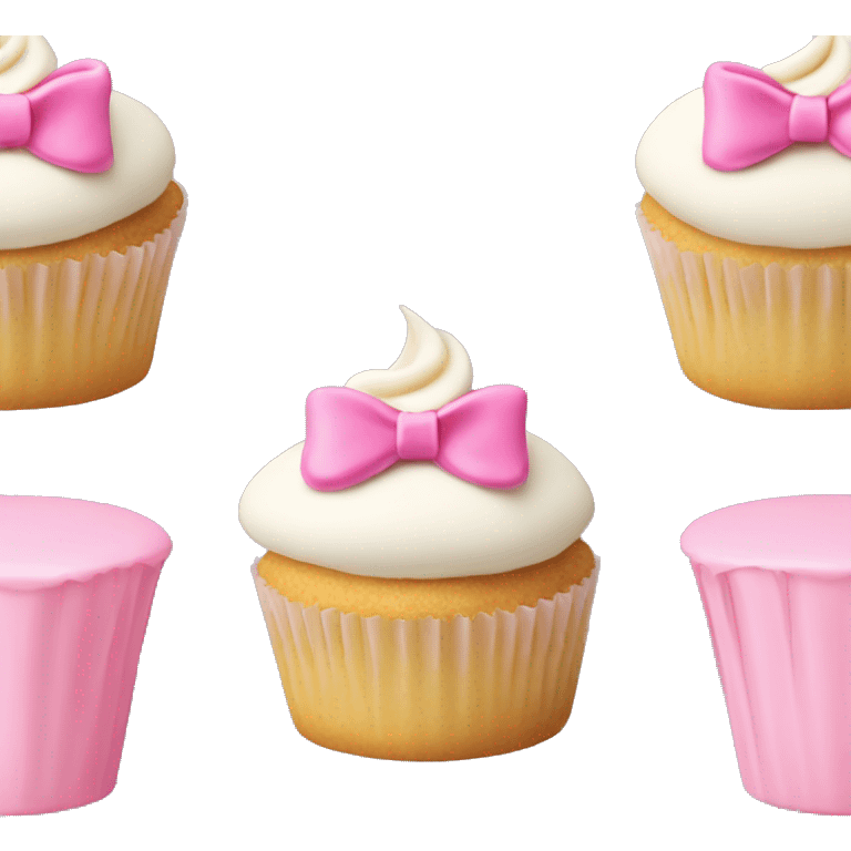 vanilla cupcake with a pink wrapper, and pink fondant bow on top  emoji